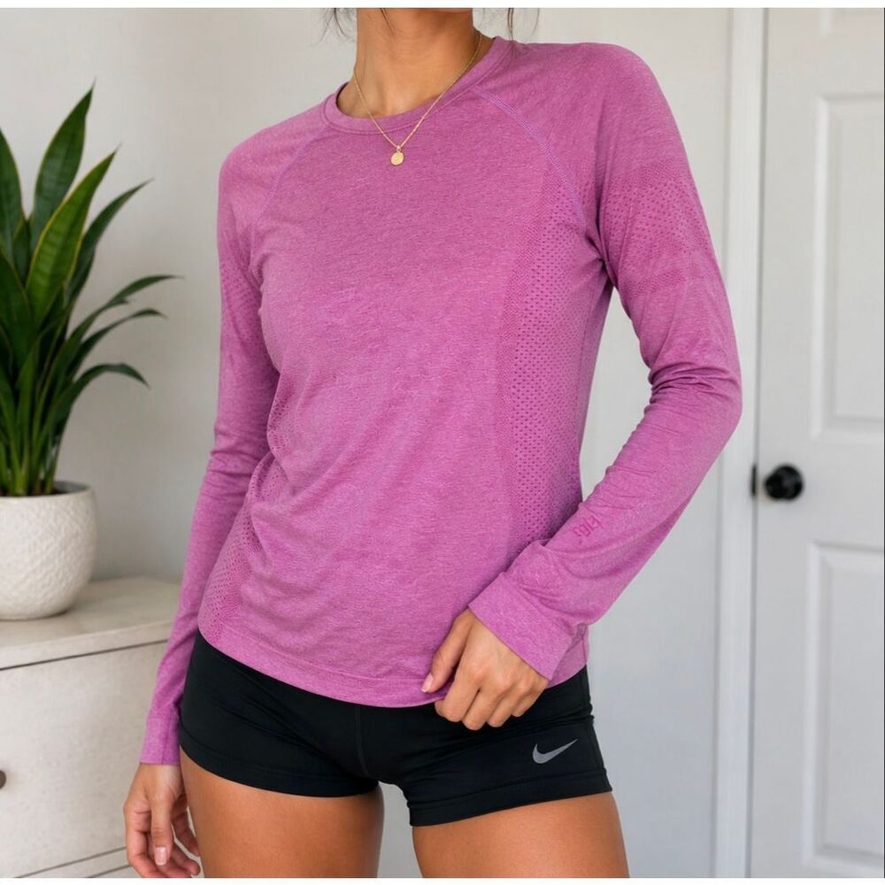 FIGS Seamless Long Sleeve Performance Top Pink Size S Athletic Workout Shirt